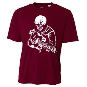 Skeleton Head Playing Acoustic His Guitar Great Cooling Performance Crew T-Shirt