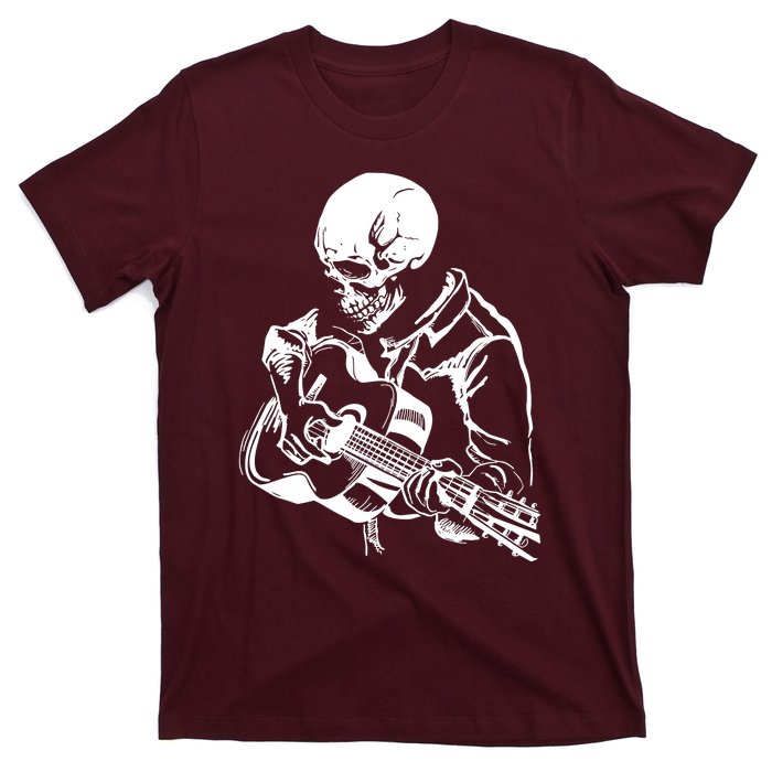 Skeleton Head Playing Acoustic His Guitar Great T-Shirt