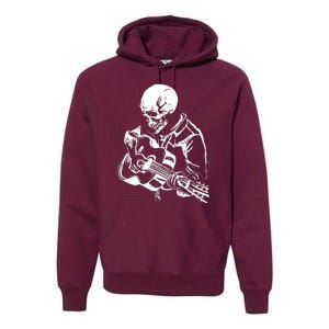 Skeleton Head Playing Acoustic His Guitar Great Premium Hoodie