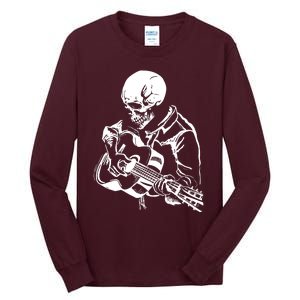 Skeleton Head Playing Acoustic His Guitar Great Tall Long Sleeve T-Shirt