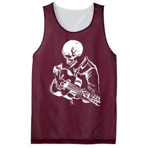 Skeleton Head Playing Acoustic His Guitar Great Mesh Reversible Basketball Jersey Tank