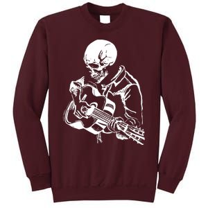 Skeleton Head Playing Acoustic His Guitar Great Tall Sweatshirt