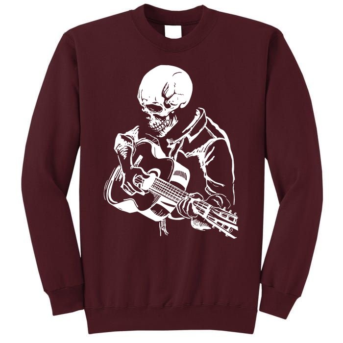 Skeleton Head Playing Acoustic His Guitar Great Tall Sweatshirt