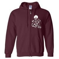 Skeleton Head Playing Acoustic His Guitar Great Full Zip Hoodie