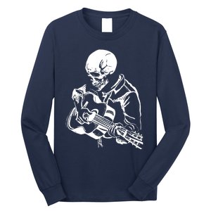 Skeleton Head Playing Acoustic His Guitar Great Long Sleeve Shirt