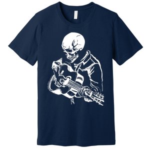 Skeleton Head Playing Acoustic His Guitar Great Premium T-Shirt