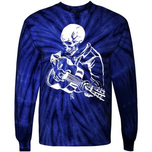 Skeleton Head Playing Acoustic His Guitar Great Tie-Dye Long Sleeve Shirt