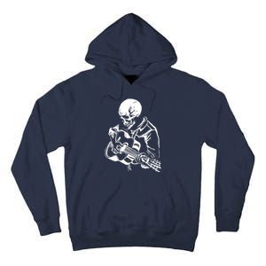 Skeleton Head Playing Acoustic His Guitar Great Tall Hoodie