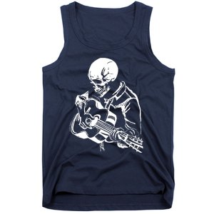 Skeleton Head Playing Acoustic His Guitar Great Tank Top