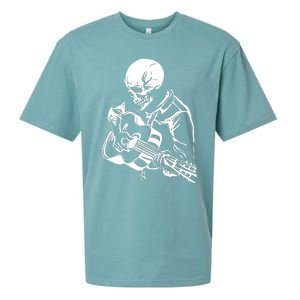 Skeleton Head Playing Acoustic His Guitar Great Sueded Cloud Jersey T-Shirt