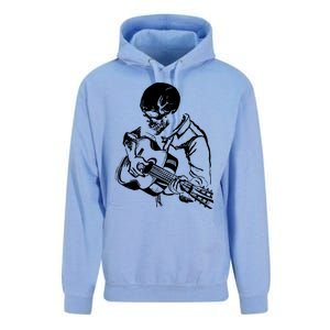 Skeleton Head Playing Acoustic His Guitar Great Unisex Surf Hoodie