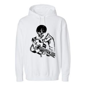 Skeleton Head Playing Acoustic His Guitar Great Garment-Dyed Fleece Hoodie