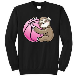 Sloth Hug Pink Ball Basketball Sports Lover Cute Sweatshirt