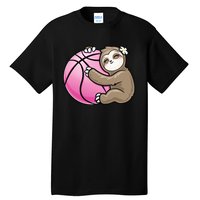 Sloth Hug Pink Ball Basketball Sports Lover Cute Tall T-Shirt