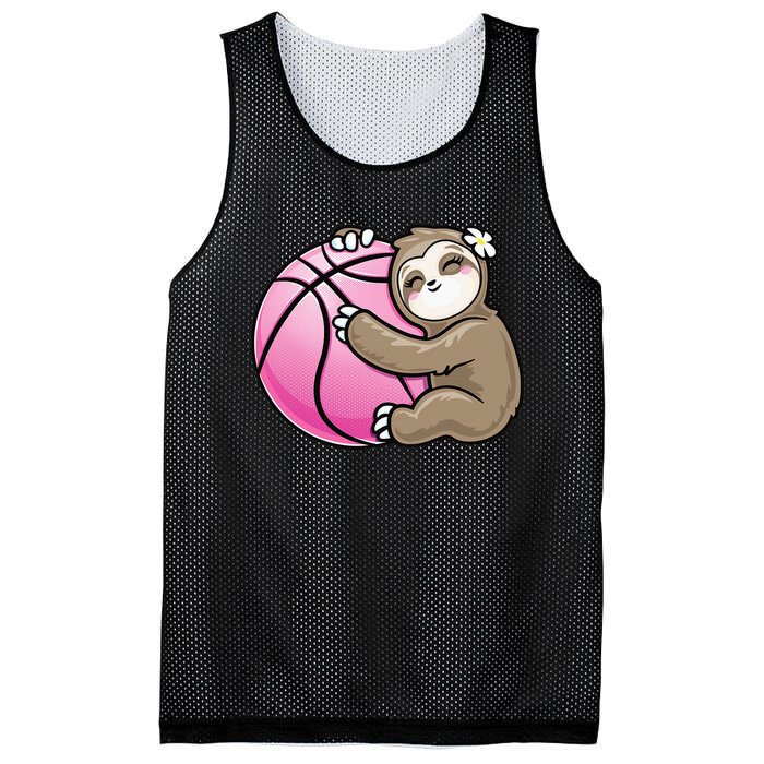 Sloth Hug Pink Ball Basketball Sports Lover Cute Mesh Reversible Basketball Jersey Tank