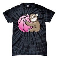 Sloth Hug Pink Ball Basketball Sports Lover Cute Tie-Dye T-Shirt