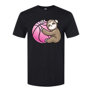 Sloth Hug Pink Ball Basketball Sports Lover Cute Softstyle CVC T-Shirt