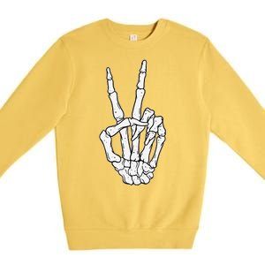 Skeleton Hand Peace Sign Bone Premium Crewneck Sweatshirt