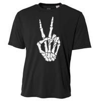 Skeleton Hand Peace Sign Bone Cooling Performance Crew T-Shirt