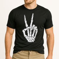 Skeleton Hand Peace Sign Bone Cooling Performance Crew T-Shirt