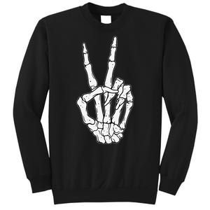 Skeleton Hand Peace Sign Bone Sweatshirt