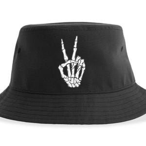 Skeleton Hand Peace Sign Bone Sustainable Bucket Hat