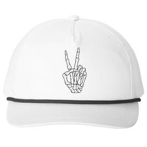 Skeleton Hand Peace Sign Bone Snapback Five-Panel Rope Hat