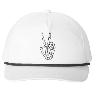 Skeleton Hand Peace Sign Bone Snapback Five-Panel Rope Hat