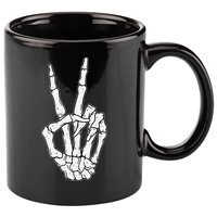 Skeleton Hand Peace Sign Bone 11oz C Handle Ceramic Mug