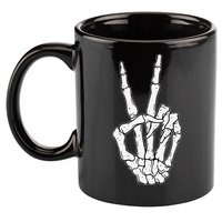Skeleton Hand Peace Sign Bone 11oz C Handle Ceramic Mug