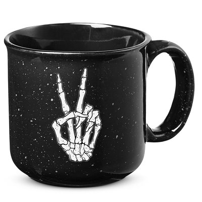 Skeleton Hand Peace Sign Bone 15oz Campfire Ceramic Mug