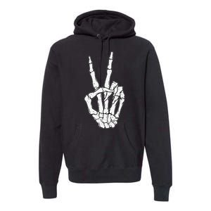 Skeleton Hand Peace Sign Bone Premium Hoodie