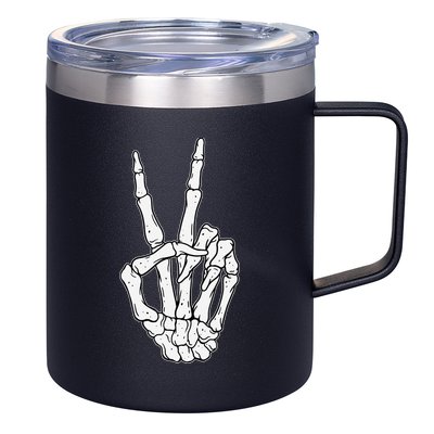 Skeleton Hand Peace Sign Bone 12oz Stainless Steel Coffee Mug