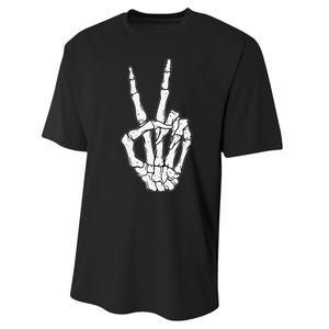 Skeleton Hand Peace Sign Bone Performance Sprint T-Shirt