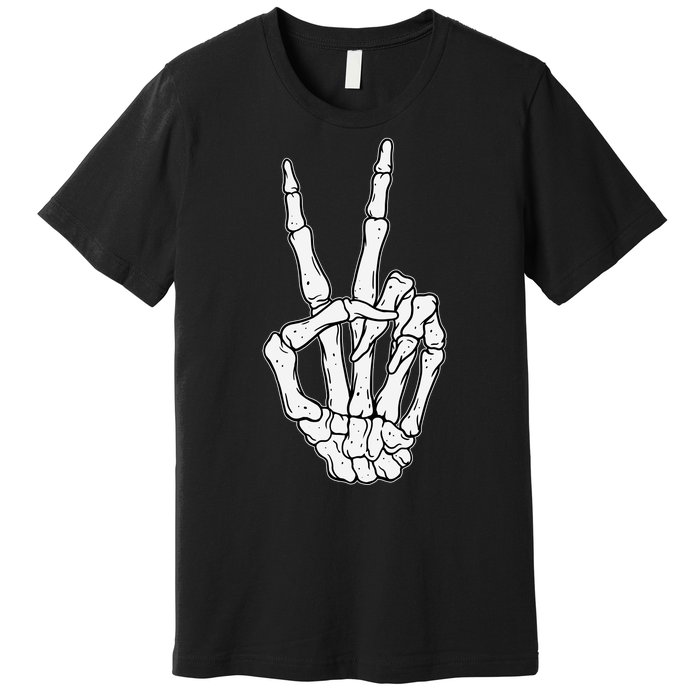 Skeleton Hand Peace Sign Bone Premium T-Shirt