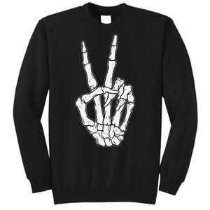 Skeleton Hand Peace Sign Bone Tall Sweatshirt