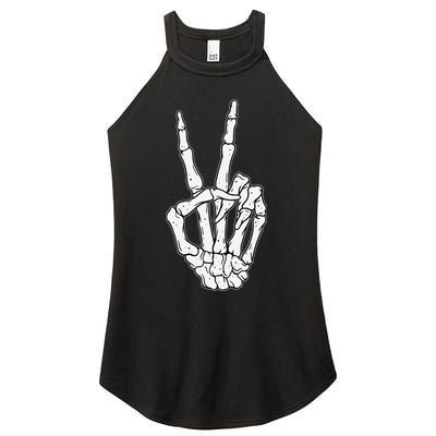 Skeleton Hand Peace Sign Bone Women's Perfect Tri Rocker Tank