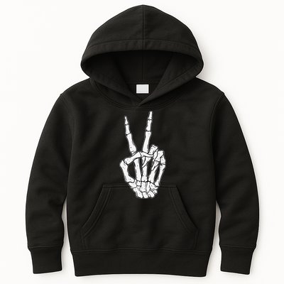 Skeleton Hand Peace Sign Bone Kids Hoodie