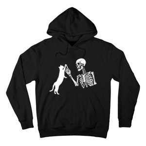 Skeleton Hand Playing Cat Funny Halloween Costume Skull Hoodie