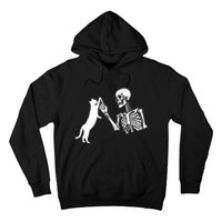 Skeleton Hand Playing Cat Funny Halloween Costume Skull Hoodie