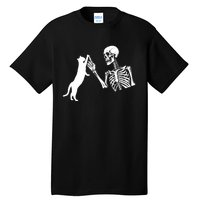 Skeleton Hand Playing Cat Funny Halloween Costume Skull Tall T-Shirt