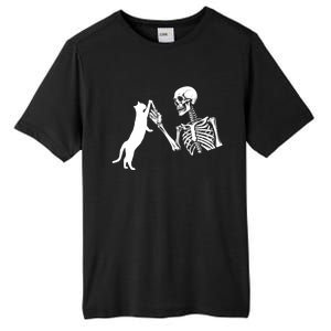 Skeleton Hand Playing Cat Funny Halloween Costume Skull Tall Fusion ChromaSoft Performance T-Shirt