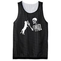 Skeleton Hand Playing Cat Funny Halloween Costume Skull Mesh Reversible Basketball Jersey Tank