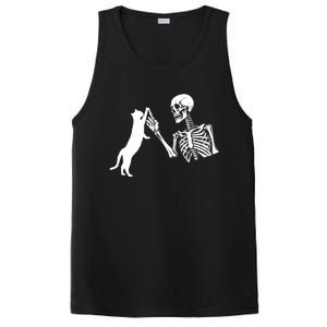 Skeleton Hand Playing Cat Funny Halloween Costume Skull PosiCharge Competitor Tank