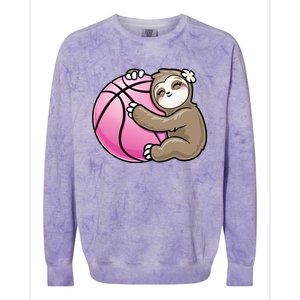 Sloth Hug Pink Ball Basketball Sports Lover Cute Colorblast Crewneck Sweatshirt