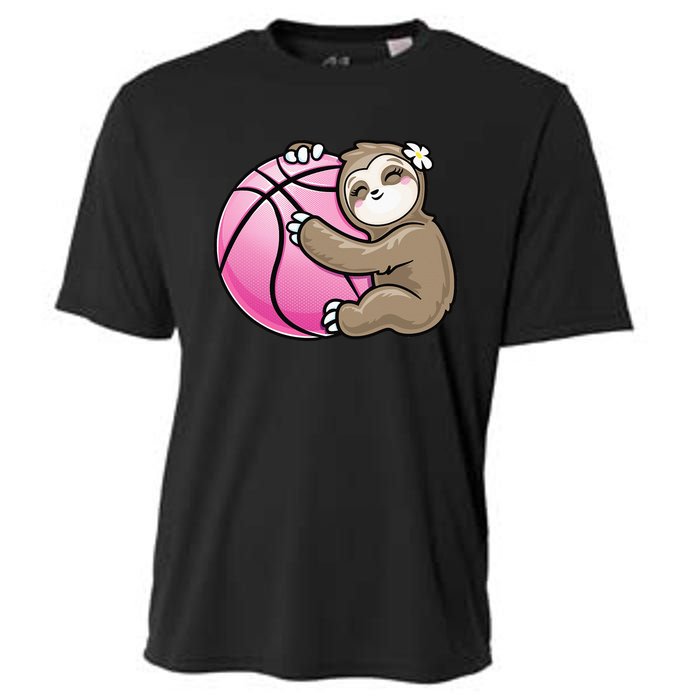 Sloth Hug Pink Ball Basketball Sports Lover Cute Cooling Performance Crew T-Shirt