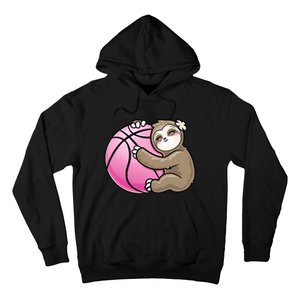 Sloth Hug Pink Ball Basketball Sports Lover Cute Hoodie