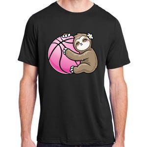 Sloth Hug Pink Ball Basketball Sports Lover Cute Adult ChromaSoft Performance T-Shirt