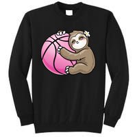 Sloth Hug Pink Ball Basketball Sports Lover Cute Tall Sweatshirt