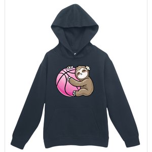 Sloth Hug Pink Ball Basketball Sports Lover Cute Urban Pullover Hoodie